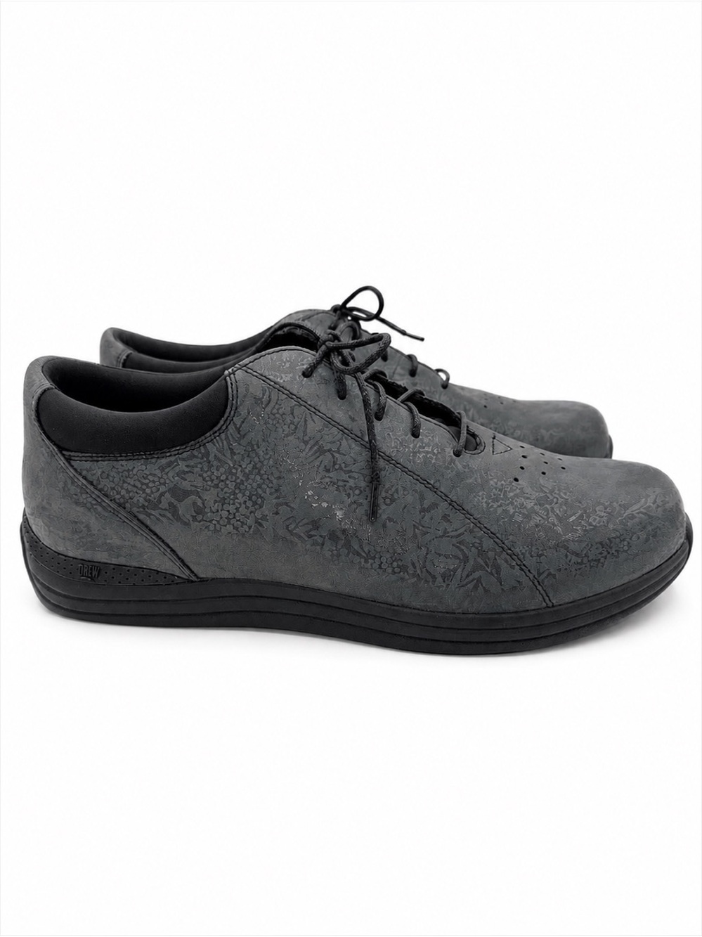 Drew Tulip Women’s 10.5W Gray Leather Comfort Walking Shoes Orthopedic Lace Up